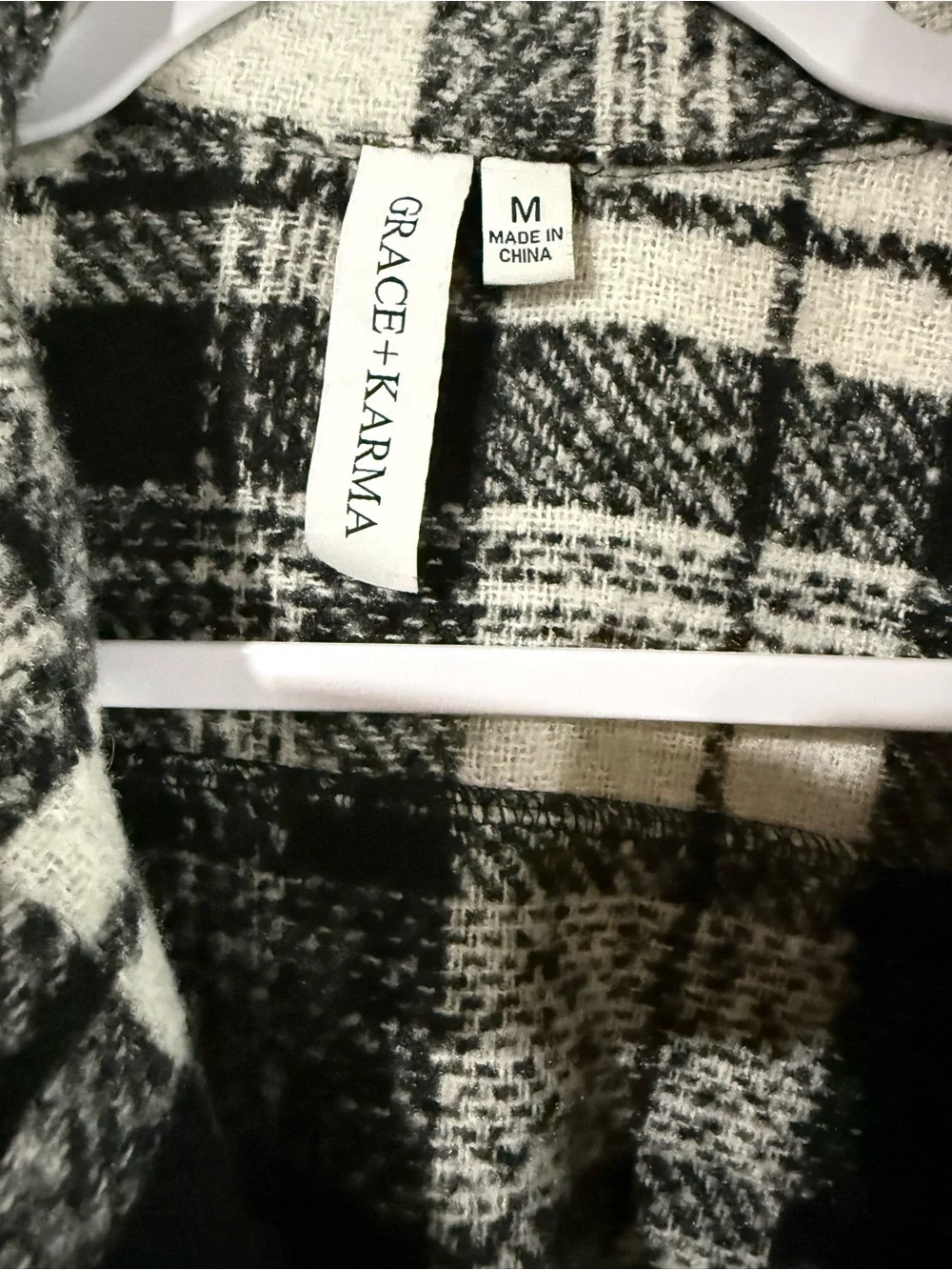 Black & White Plaid Longline Trench Coat - Unbranded